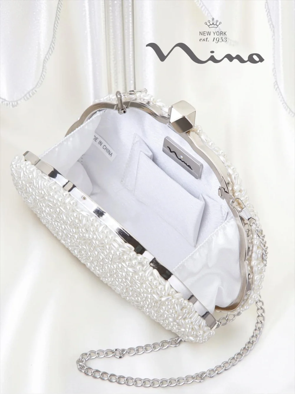 Nina Hera Beaded Pearl Clutch Evening Bag - NWT Brand New In Box